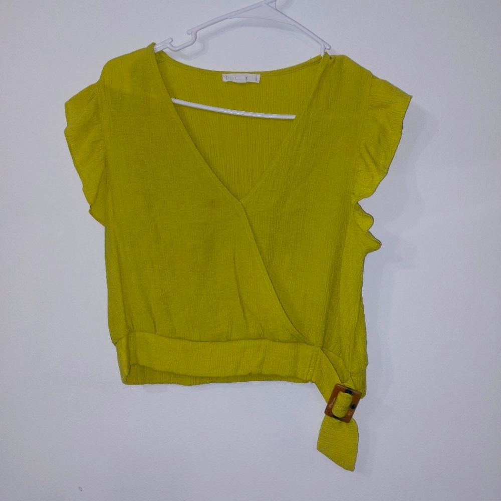 "Mine" Yellow Blouse Size: L